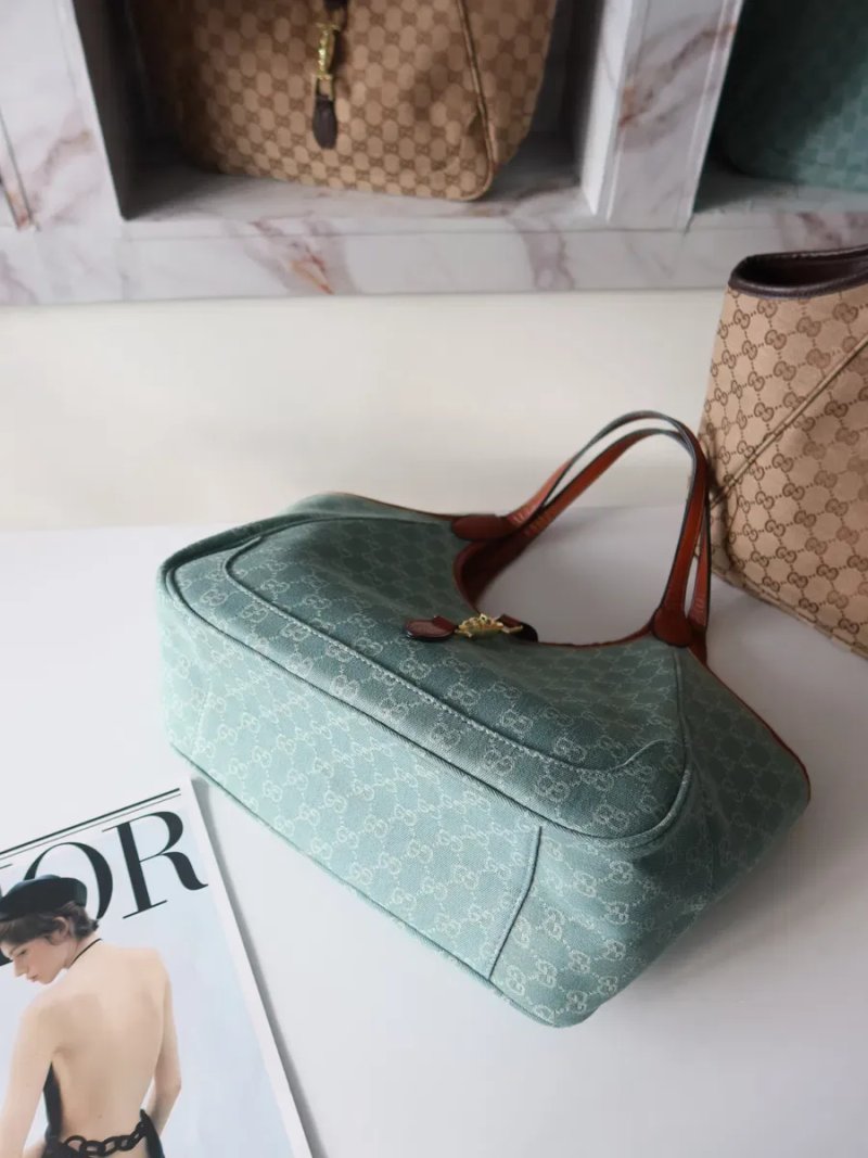 Жіноча сумка шопер джинсова денім блакитна Gucci Mercato tote bag женская сумочка шоппер деним голубая гуччи GG купити сумку тренд — фото 4