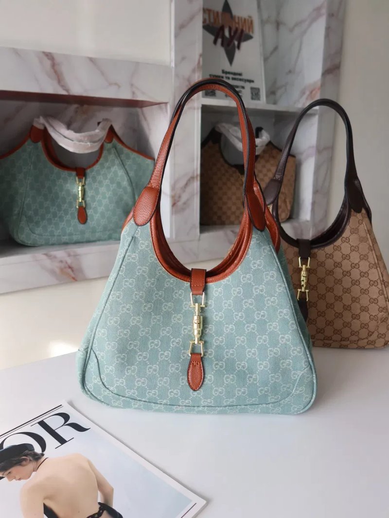 Жіноча сумка шопер джинсова денім блакитна Gucci Mercato tote bag женская сумочка шоппер деним голубая гуччи GG купити сумку тренд — фото 6