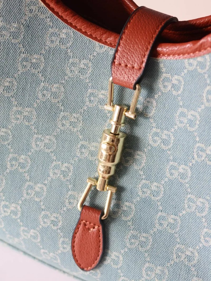 Жіноча сумка шопер джинсова денім блакитна Gucci Mercato tote bag женская сумочка шоппер деним голубая гуччи GG купити сумку тренд — фото 7