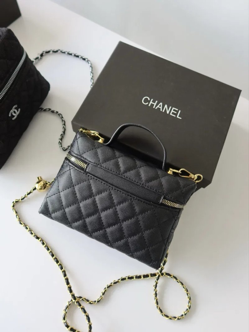 Жіноча сумочка чорна натуральна шкіра Chanel Vanity long шкіряна шанель сумка женская кожа натуральная кожа — фото 5