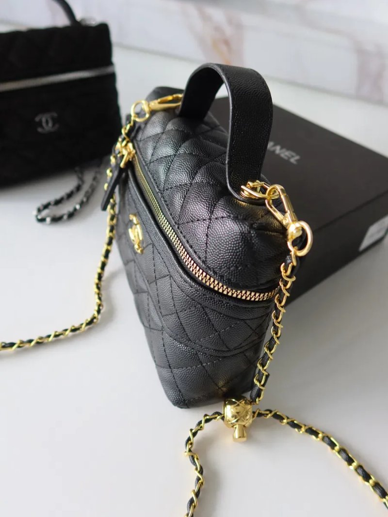 Жіноча сумочка чорна натуральна шкіра Chanel Vanity long шкіряна шанель сумка женская кожа натуральная кожа — фото 6
