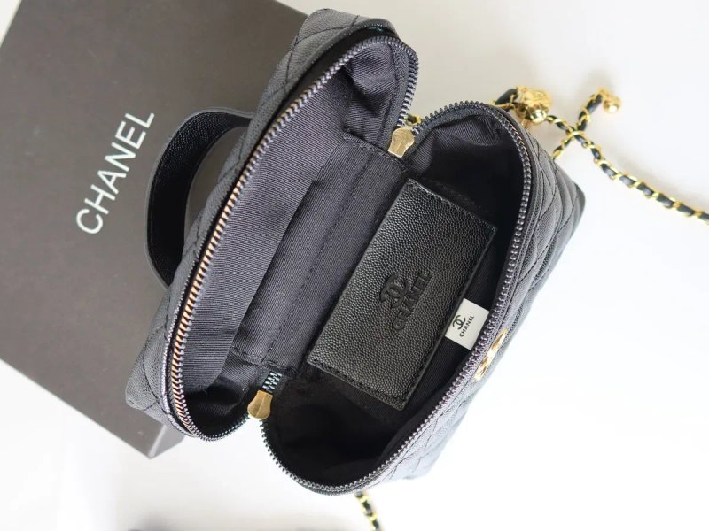 Жіноча сумочка чорна натуральна шкіра Chanel Vanity long шкіряна шанель сумка женская кожа натуральная кожа — фото 7