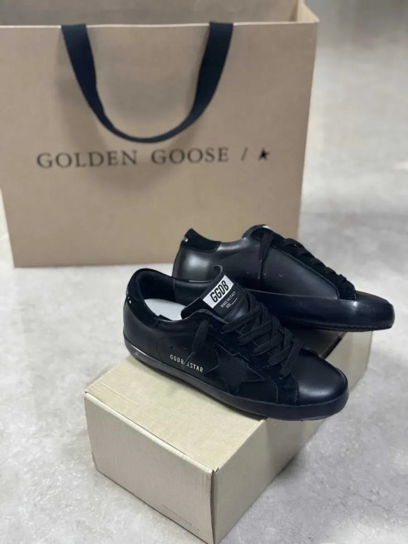 Жіночі чорні шкіряні кеди Golden Goose Super-Star з чорною зіркою GGDB Голден Гус кеды кроссовки — фото 2