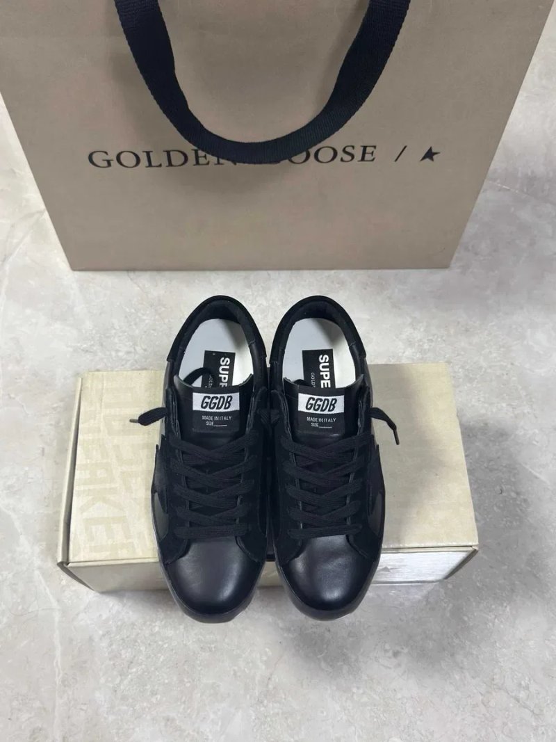 Жіночі чорні шкіряні кеди Golden Goose Super-Star з чорною зіркою GGDB Голден Гус кеды кроссовки — фото 3