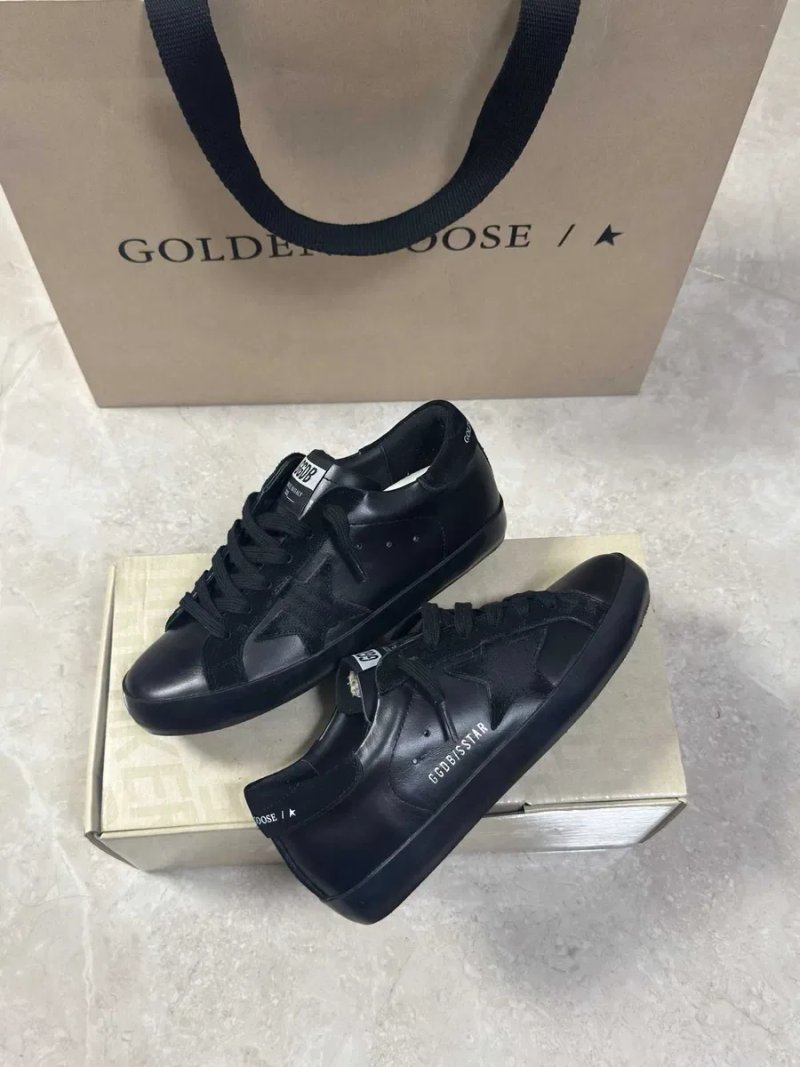 Жіночі чорні шкіряні кеди Golden Goose Super-Star з чорною зіркою GGDB Голден Гус кеды кроссовки — фото 6