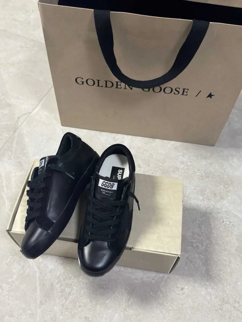 Жіночі чорні шкіряні кеди Golden Goose Super-Star з чорною зіркою GGDB Голден Гус кеды кроссовки — фото 7