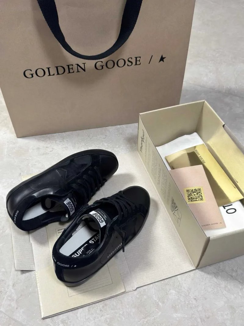 Жіночі чорні шкіряні кеди Golden Goose Super-Star з чорною зіркою GGDB Голден Гус кеды кроссовки — фото 8