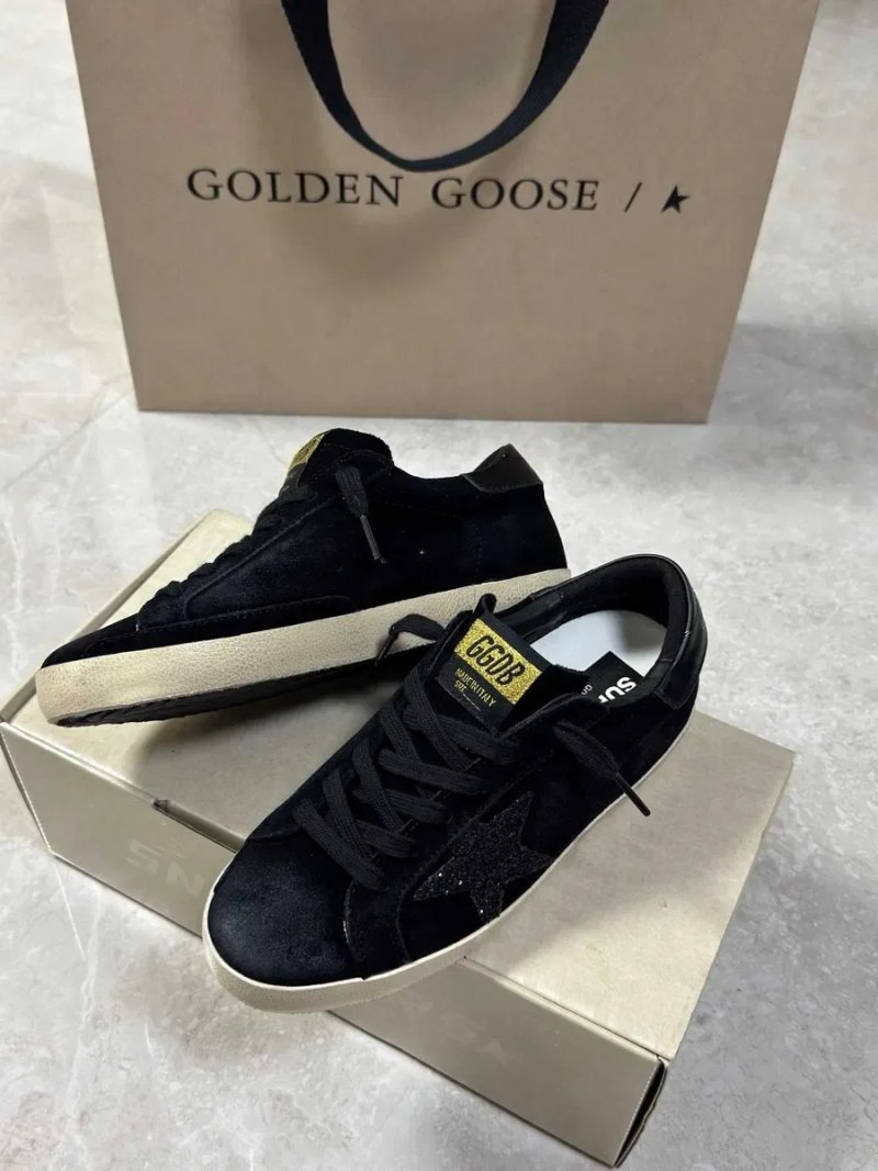 Жіночі чорні шкіряні кросівки кеди Golden Goose Ball Star чорною зіркою Голден Гус GGDB черные кроссовки кеды — фото 2