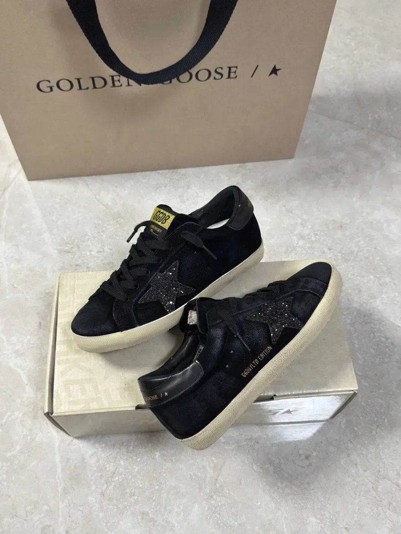 Жіночі чорні шкіряні кросівки кеди Golden Goose Ball Star чорною зіркою Голден Гус GGDB черные кроссовки кеды — фото 6