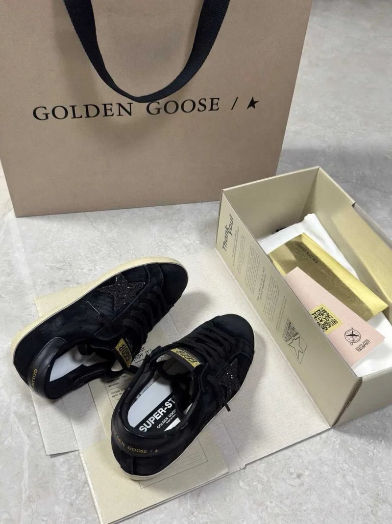 Жіночі чорні шкіряні кросівки кеди Golden Goose Ball Star чорною зіркою Голден Гус GGDB черные кроссовки кеды — фото 7
