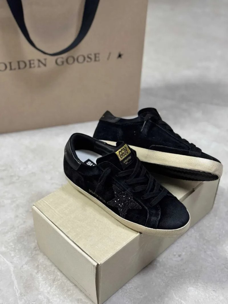Жіночі чорні шкіряні кросівки кеди Golden Goose Ball Star чорною зіркою Голден Гус GGDB черные кроссовки кеды — фото 8