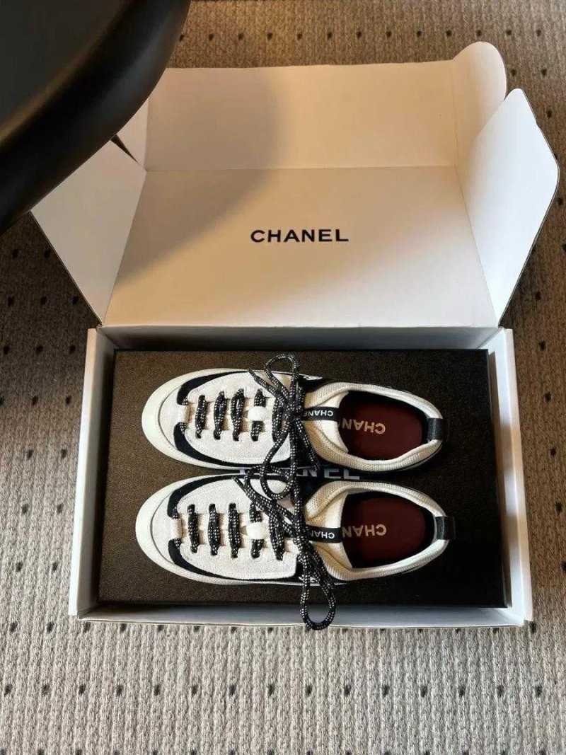 Жіночі кросівки Chanel 26SS чорно-білі шкіряні в стилі ретро натуральна шкіра 39 р — фото 5