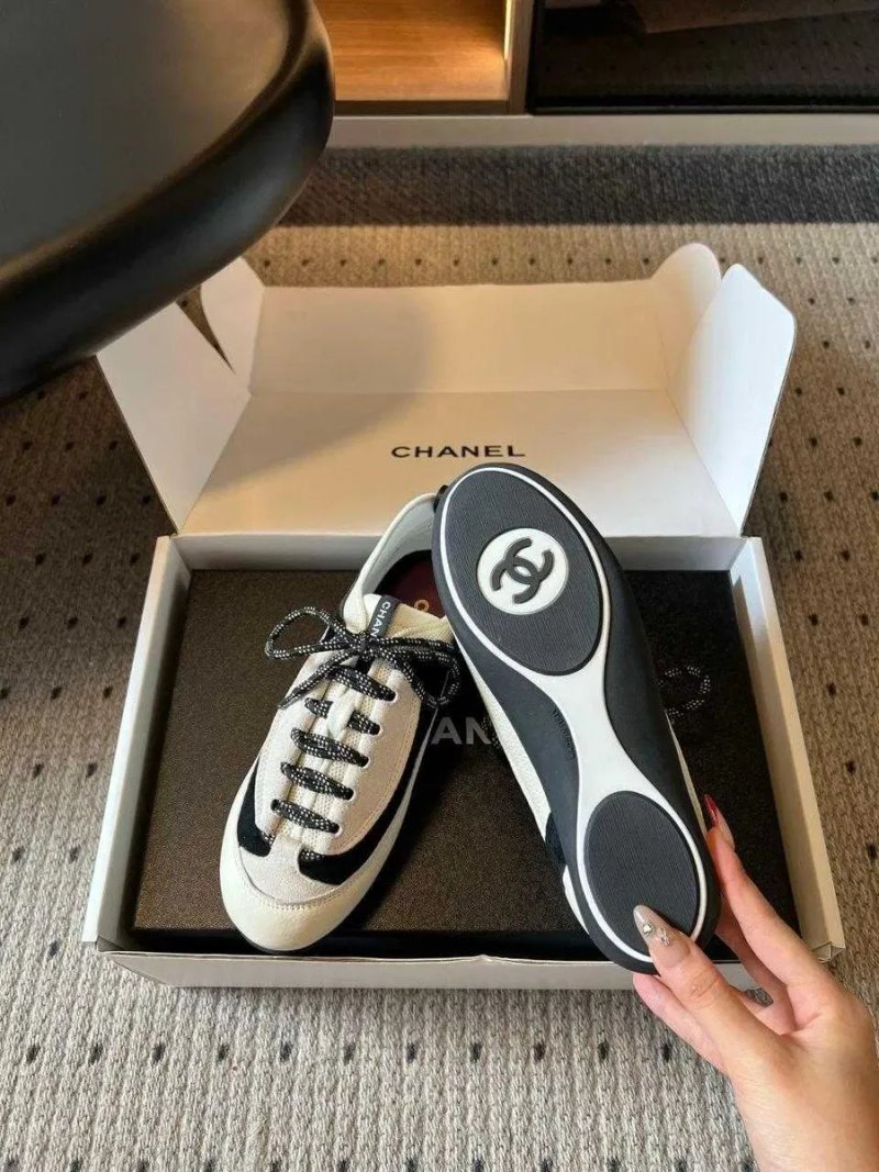 Жіночі кросівки Chanel 26SS чорно-білі шкіряні в стилі ретро натуральна шкіра 39 р — фото 8