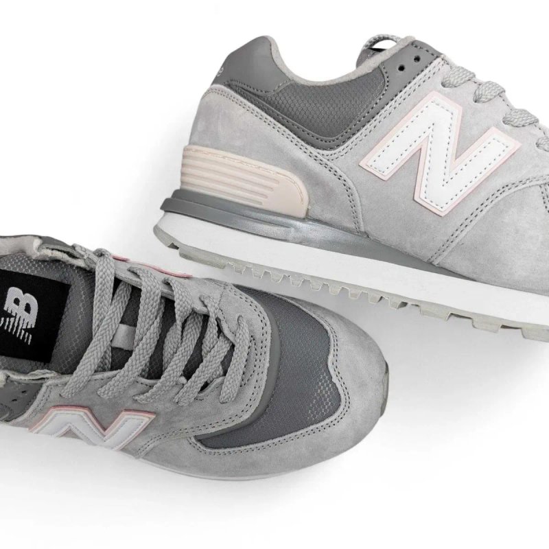 Жіночі кросівки New Balance 574 legacy сірі з рожевим (термо) — фото 4
