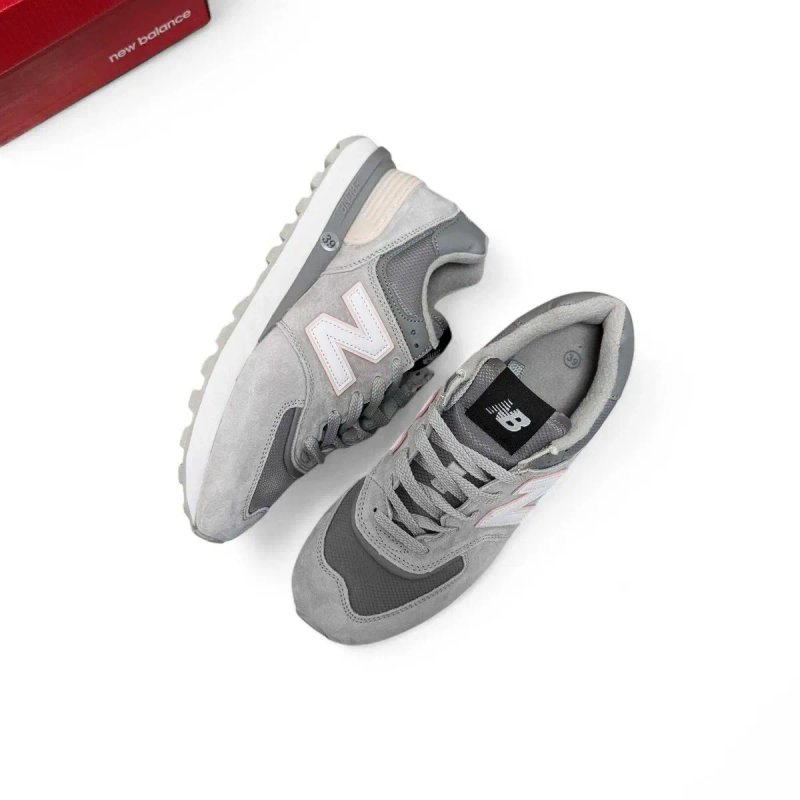Жіночі кросівки New Balance 574 legacy сірі з рожевим (термо) — фото 6