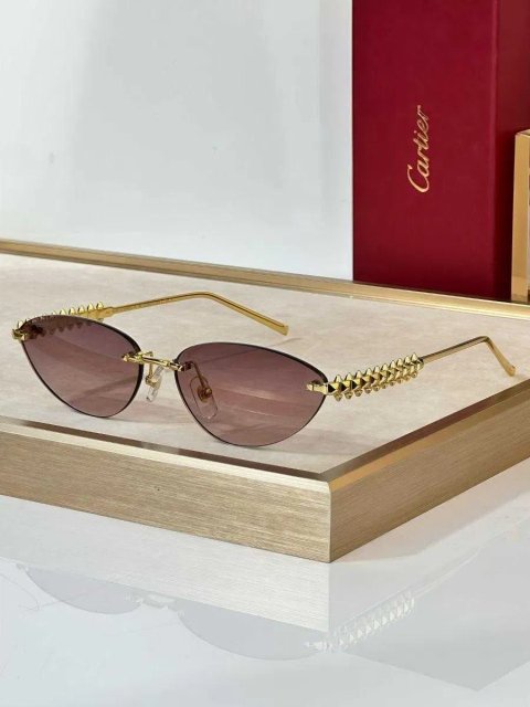 Жіночі сонцезахисні окуляри Cartier  золота оправа