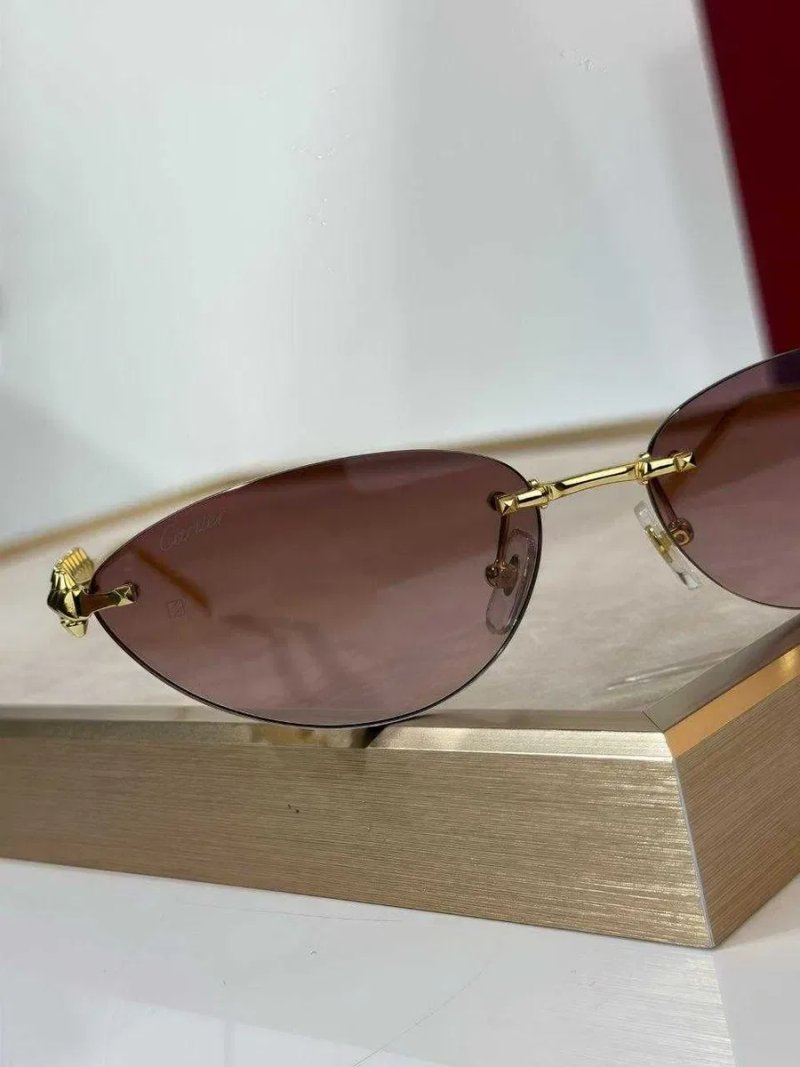 Жіночі сонцезахисні окуляри Cartier  золота оправа — фото 2