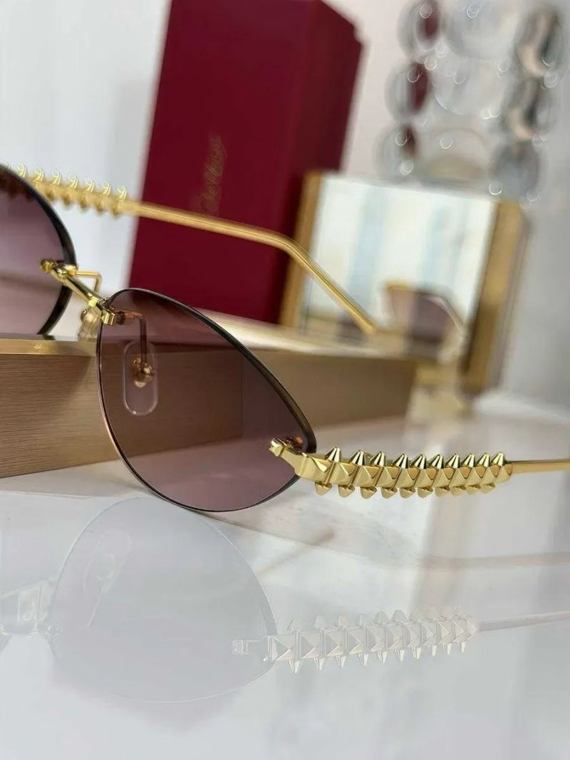 Жіночі сонцезахисні окуляри Cartier  золота оправа — фото 3