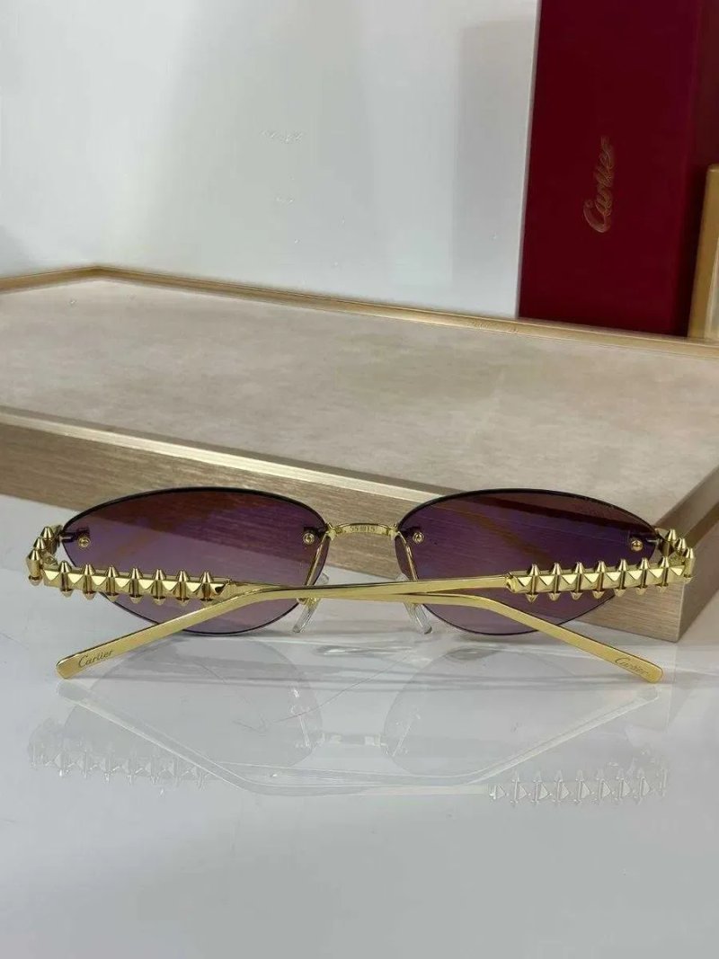 Жіночі сонцезахисні окуляри Cartier  золота оправа — фото 5