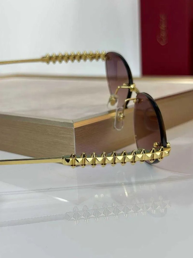 Жіночі сонцезахисні окуляри Cartier  золота оправа — фото 6