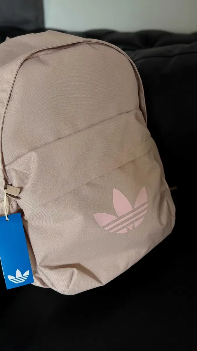 жіночий дитячий бежевий рюкзак Adidas Adicolor Classic із рожевим логотипом Trefoil Оригінал Є інші моделі більше 50 одиниць див інші оголошення — фото 3