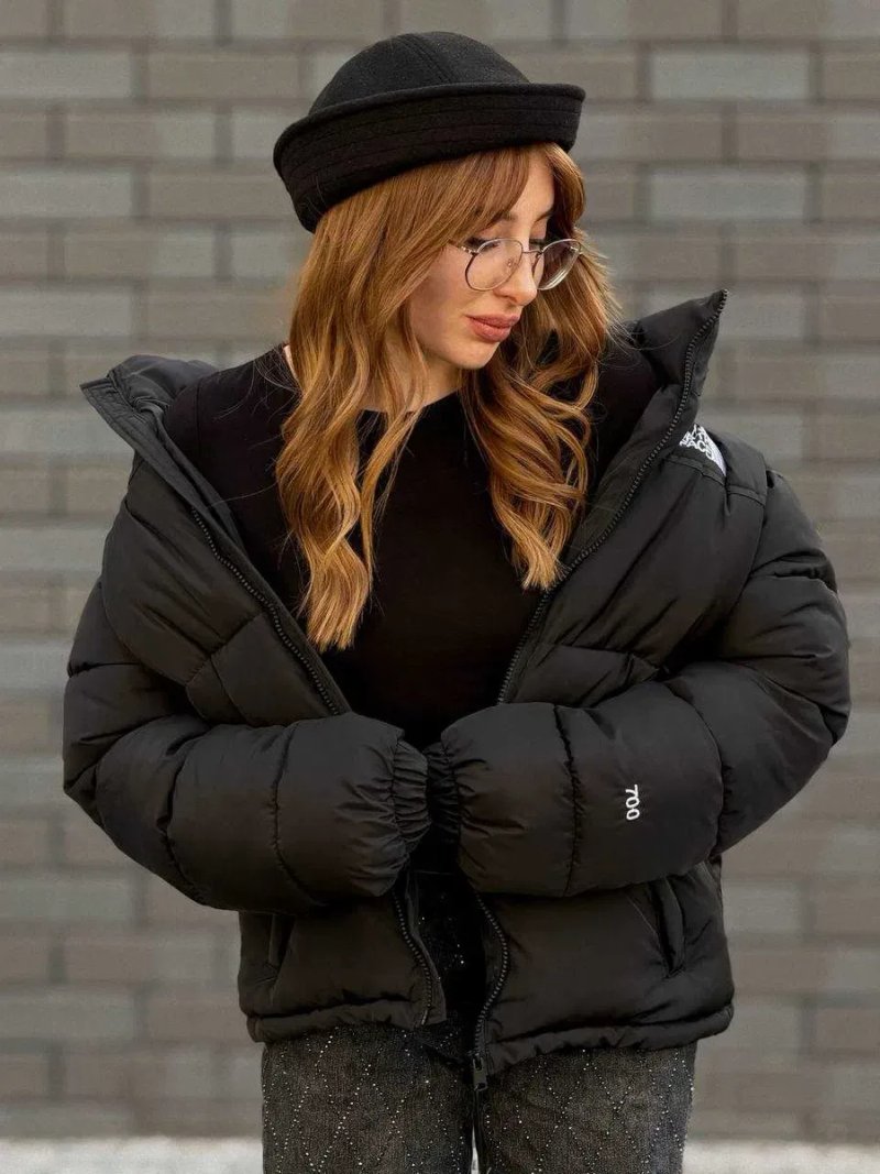 Жіночий пуховик The North Face чорний зимовий ТНФ з капюшоном XS S M L XL куртка — фото 2