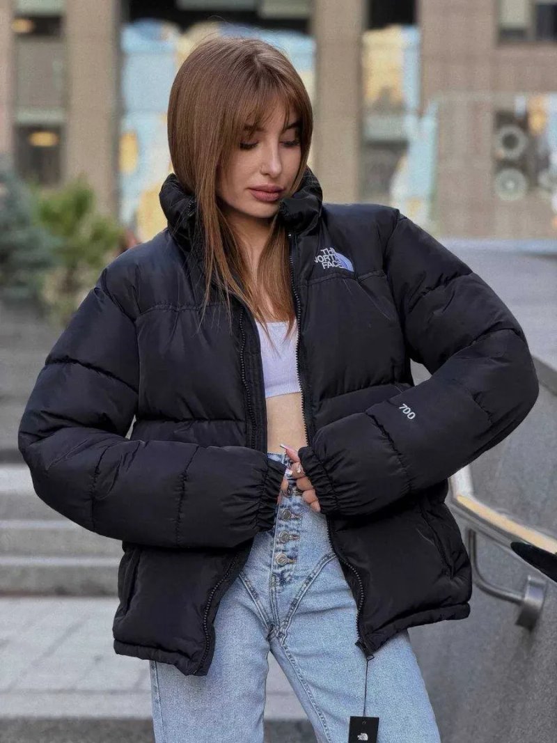 Жіночий пуховик The North Face чорний зимовий ТНФ з капюшоном XS S M L XL куртка — фото 3