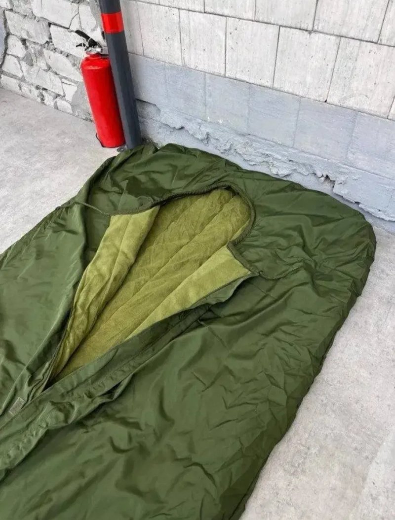 Зимний Спальник "Киборг" 2в1 (спальный мешок на флисе) ВСУ, до -30°C, (ГОСТ) К9, тройной синтепон, спальник + одеяло с капюшоном, водоотталкивающий — фото 3