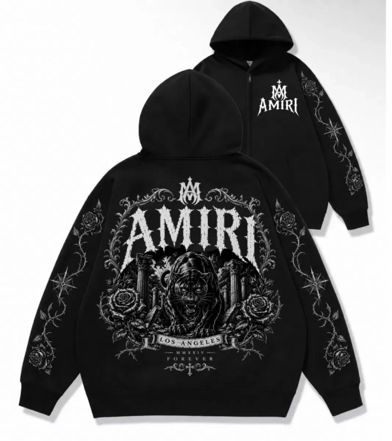 Зип худи Amiri Custom logo Унисекс черные амири кофта толстовка лонгслив свитшот Новинки Ексклюзивный принт — фото 7