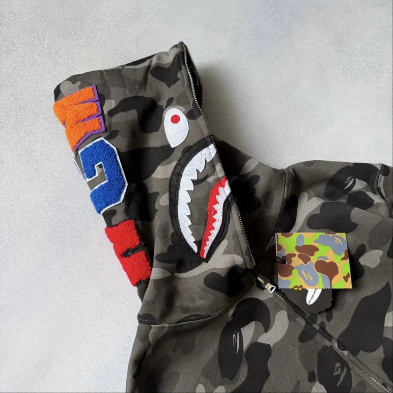 Зіп-худі Bape A Bathing Ape Shark Full Zip Camo / Худі Бап Апе Шарк Камуфляж — фото 3