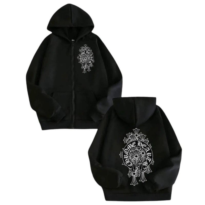 Зип-Худи Chrome Hearts Logo унисекс Хром Хартс с крестами толстовка — фото 3