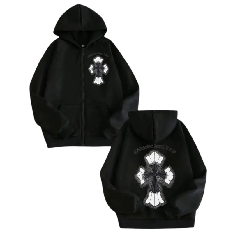Зип-Худи Chrome Hearts Logo унисекс Хром Хартс с крестами толстовка — фото 4