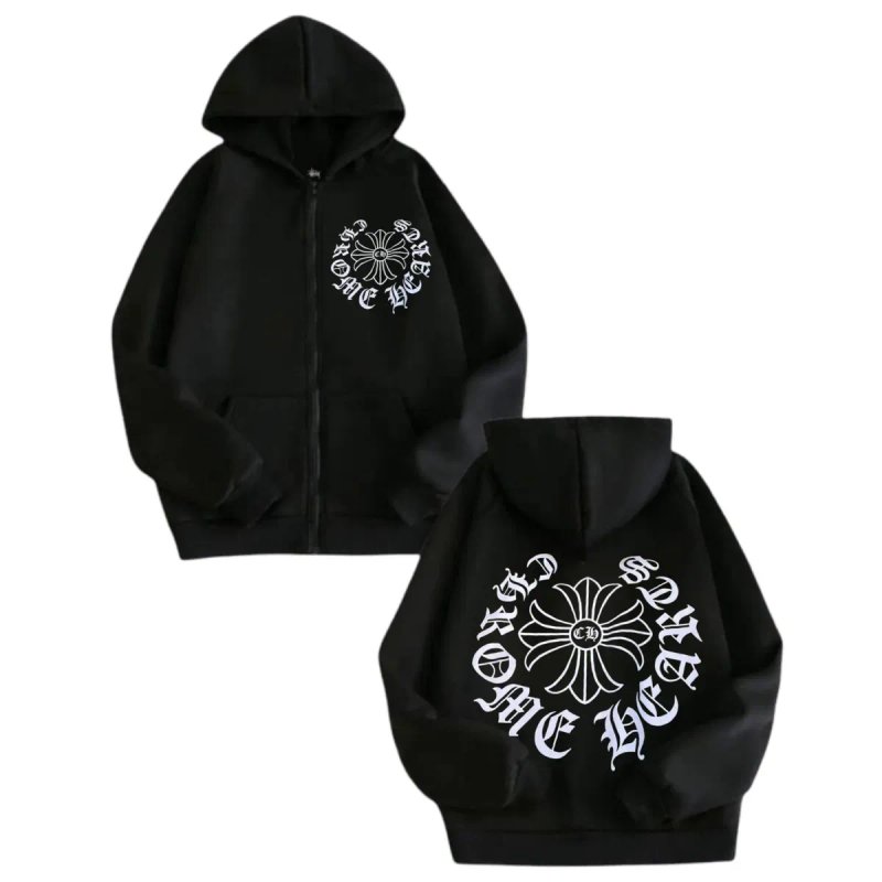 Зип-Худи Chrome Hearts Logo унисекс Хром Хартс с крестами толстовка — фото 6