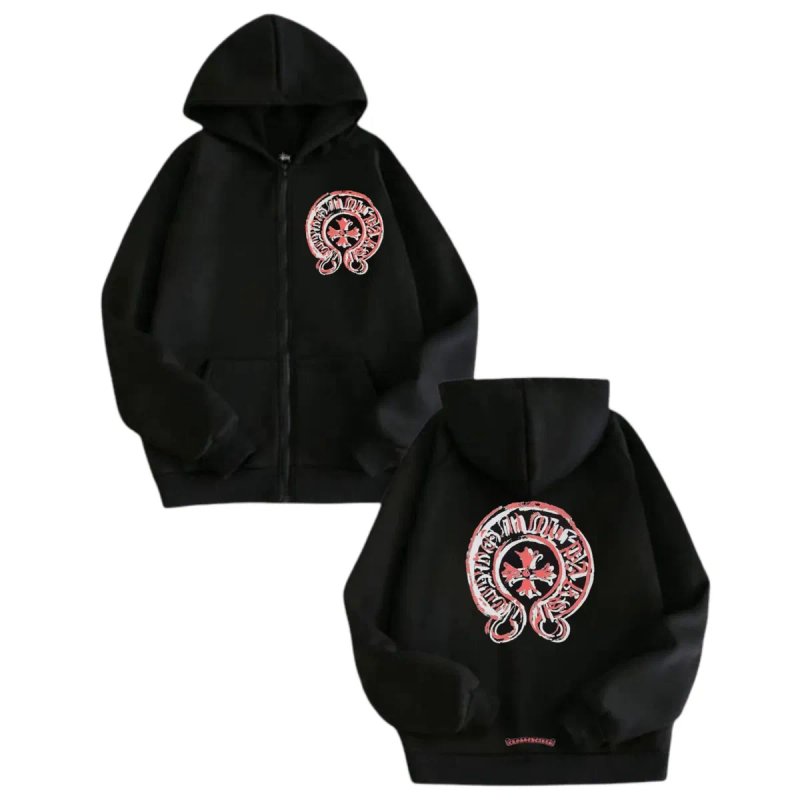 Зип-Худи Chrome Hearts Logo унисекс Хром Хартс с крестами толстовка — фото 7