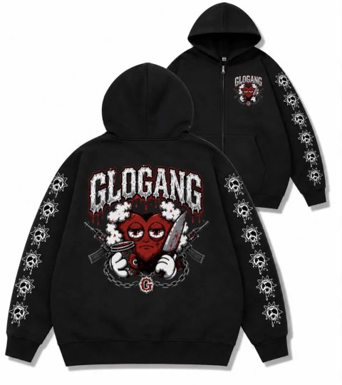 Зип худи Glo Gang Logo унисекс черное Гло Гэнг кофта Толстовка лонгслив свитшот отличный варинат на подарок