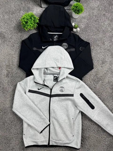 Зип-Худи Nike Tech Fleece x PSG черная Зипка Найк Теч Флис ПСЖ мужская серая кофта Найк Нокта | Зіп-худі Найк Теч Фліс чорна чоловіча зіпка Найк