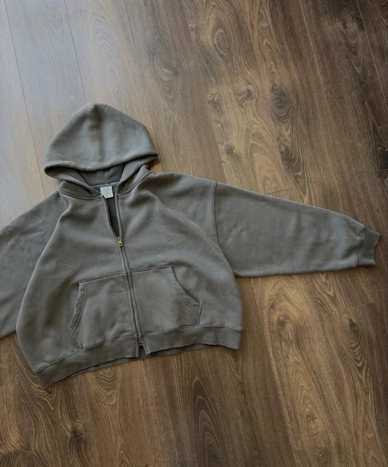 Зіп Худі Racer Graphite Широке Oversize Distressed Худи Оверсайз Russell Y2K SK8 Сіре Широкого Крою YZY ERD Baggy Crop Кропнуте Yeezy — фото 4