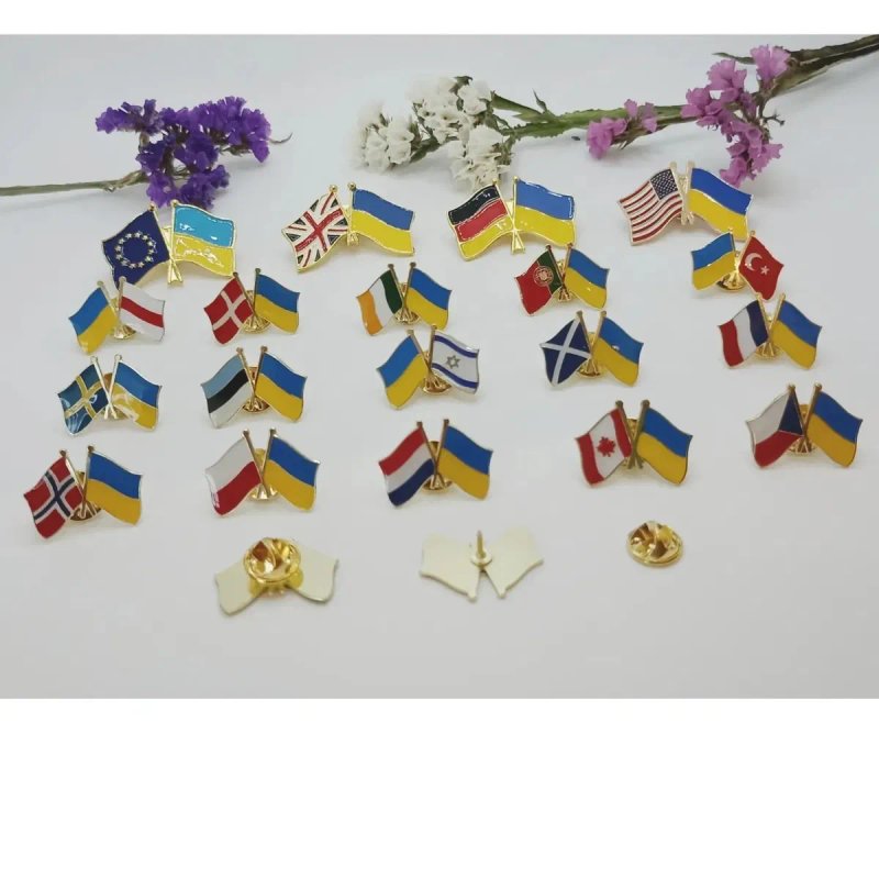Значок/брошка/пін Украина/ Україна + Америка, Німеччина.Герб,прапор, т — фото 2