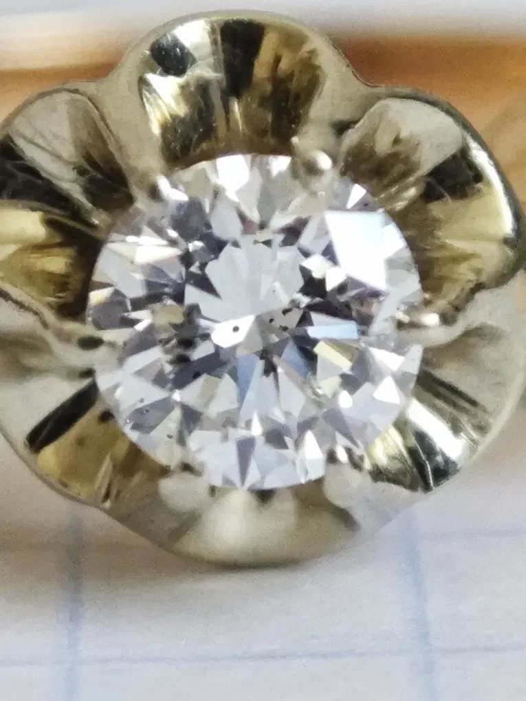 Золота каблучка, з діамантом 0.41 ct, 583 проба. — фото 2