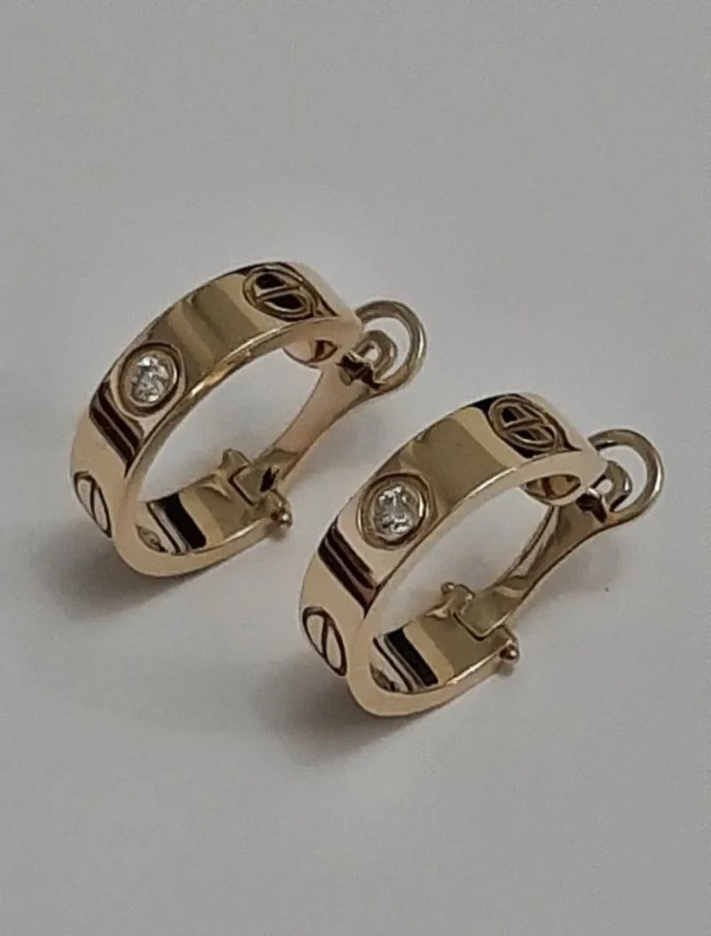 Золотые серьги Cartier Love с бриллиантами. Розовое золото — фото 2