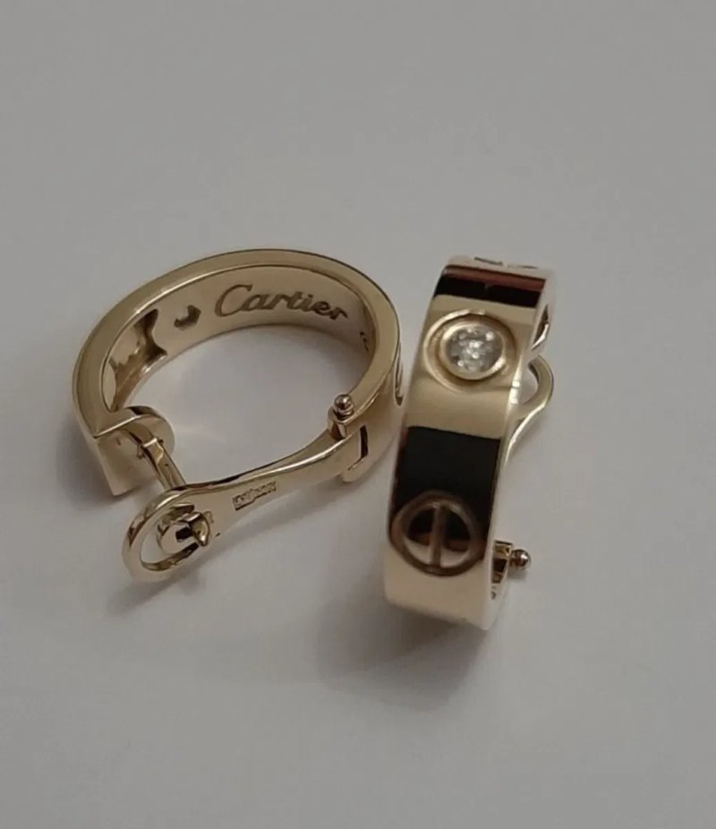 Золотые серьги Cartier Love с бриллиантами. Розовое золото — фото 6