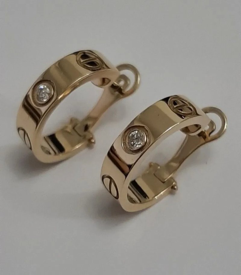 Золотые серьги Cartier Love с бриллиантами. Розовое золото — фото 7