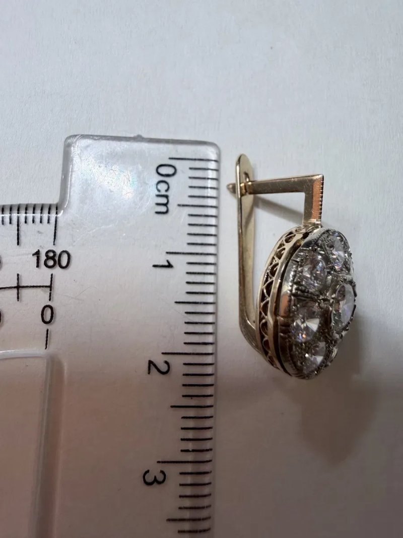Золотые серьги с  бриллиантами. Ссср Малинки Тарелочки 2.80 Ct — фото 5