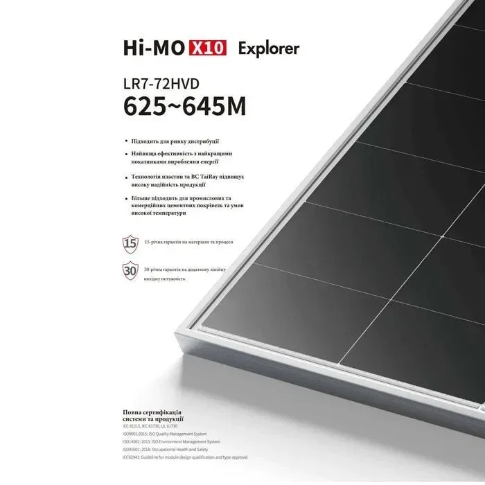 ‼️‼️105$ НОВЕ ПОКОЛІННЯ Сонячна панель LONGI Solar 645 Вт Hi-MO Х10 Explorer LR7-72HVD-645M Bifacial N-type, двустороння — фото 3