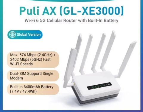 5G роутер GL.iNet GL- XE3000 Puli AX WiFi 6 Wireguard OpenVPN