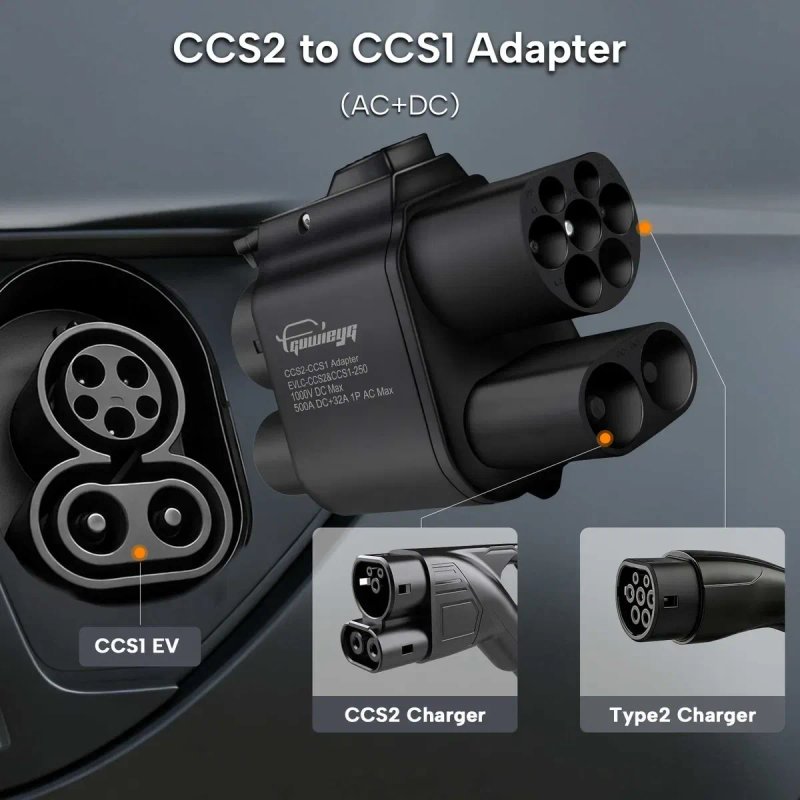 Адаптер перехідник CCS2 CCS1 Combo DC+AC 500A Guwieyg — фото 4