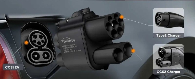 Адаптер перехідник CCS2 CCS1 Combo DC+AC 500A Guwieyg — фото 8