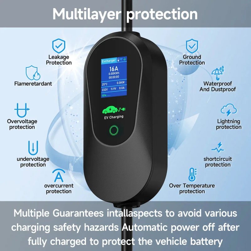 AFYEEV 11kW 16A Wi-Fi Type 2 | Зарядний пристрій для електромобіля | 3 фази | Smart Life APP | 5м кабель | IP66 wifi — фото 6
