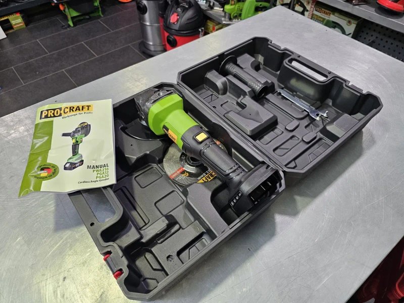Аккумуляторная Болгарка Procraft PGA20 +Кейс, Диск  Бесщеточный двиг. — фото 2