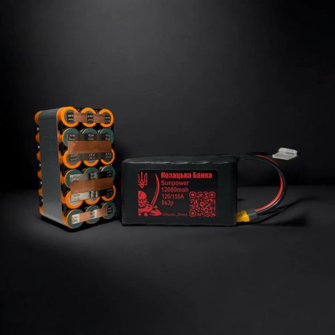 Акумулятор для FPV (ФПВ) дрону 6s3p Li-Ion Sunpower, 12000mAh